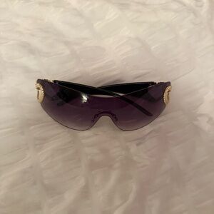 Y2K Purple Sunglasses with Gold Accents
